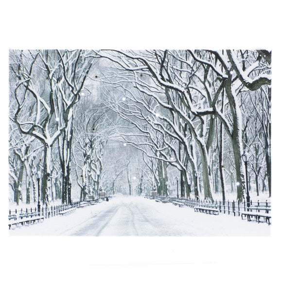 LED Lighted Tabletop Picture, Snowy Walking Path 6x8 IN