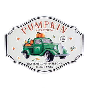 Fall Decor, ENAMEL PUMPKIN TRUCK SIGN 12x1x16 IN