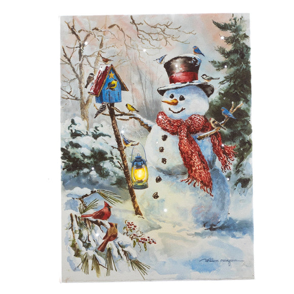 LED Canvas Art Tabletop Decor, Bountiful Snowman 6x8 IN