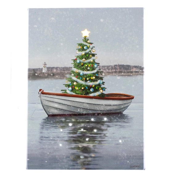 Lighted Canvas Tabletop Print, Lake Christmas Tree 6x8 IN