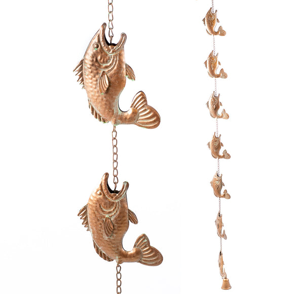 Garden Decor, FISH RAIN CHAIN 1.5x5.3x69.8 IN