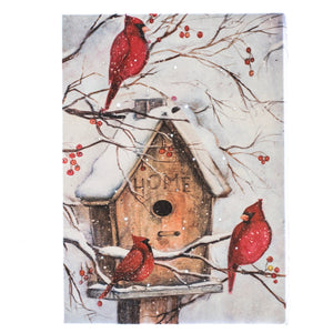 LED Canvas Art Tabletop Decor, Cardinal Birdhouse 6x8 IN