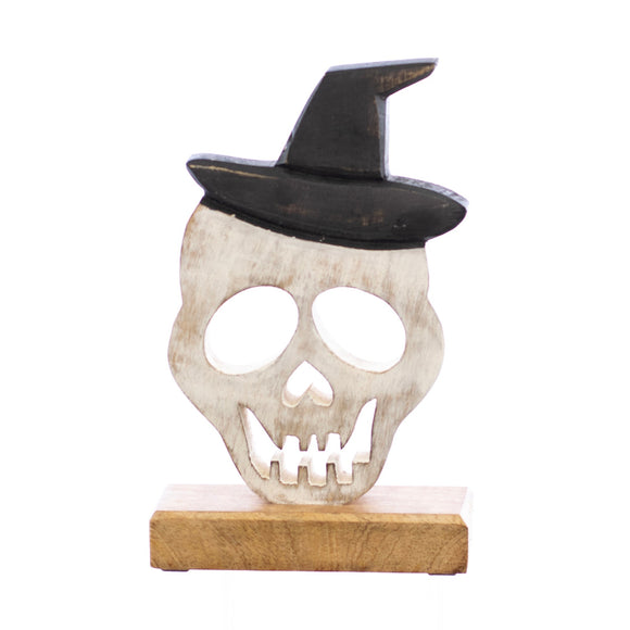 Halloween Decor, SKULL ON BASE 2x6x9 IN