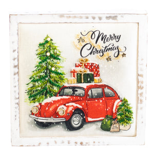 Christmas Decor, RED CAR TABLE TOP 1x7x7 inch