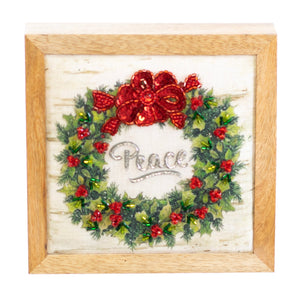 Christmas Decor, PEACE WREATH TABLE TOP 1x6x6 IN