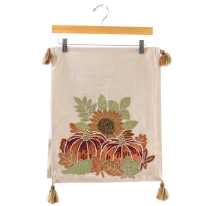 Christmas Decor, PUMPKIN & SUNFLOWER TABLE RUNNER 15x56 IN