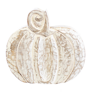 Fall Decor, WHITE WASHED PUMPKIN LG 2x10x10 IN