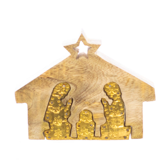 Christmas Decor, MANGO WOOD NATIVITY 1x4.3x5.5 IN