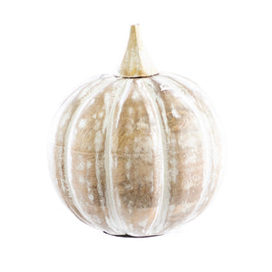 Fall Decor, WHITE WASHED PUMPKIN LG 4.8x4.8x6 IN