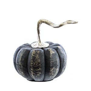 Fall Decor, MANGO WOOD PUMPKIN BLACK WASHED MD 5x5x6 IN