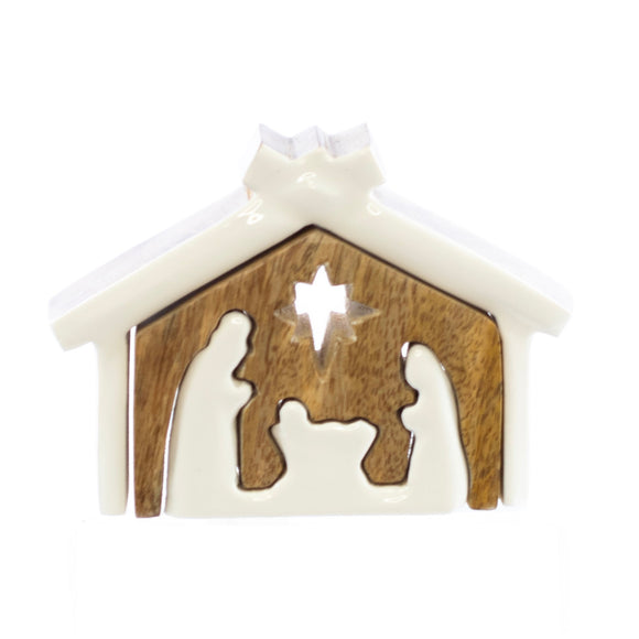 Christmas Decor, WOODEN NATIVITY 1x4x5.5 IN