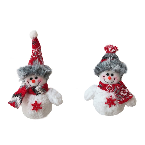 Christmas Plush, SNOWMAN ORN (2) 6.5inch