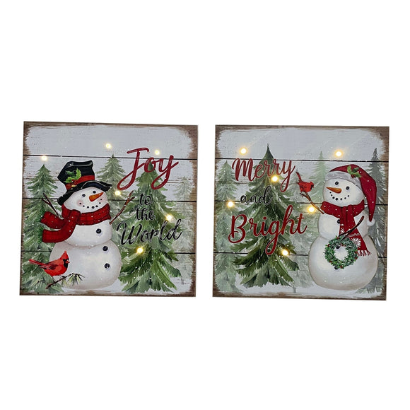 Christmas Decor, MDF LIGHT SNOWMAN BOX (2) 1.2x7.9x7.9 IN