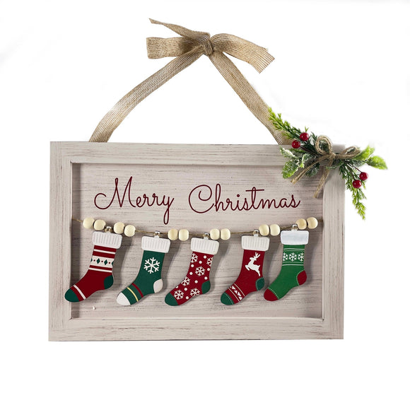 Christmas Decor, MDF STOCKING PLAQUE 1x9.4x14.2 IN