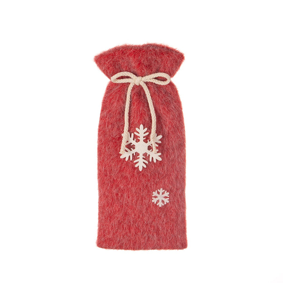 Christmas Decor, FURRY WINE BOTTLE HOLDER 0.4x5.9x13.4 IN