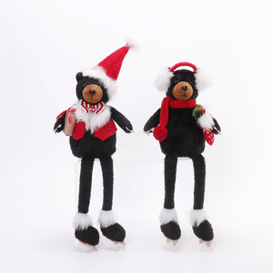 Christmas Plush, BAXTER THE BEAR SITTING LONG LEG (2) 4.3x6.7x21.3 inch