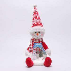 Christmas Plush, LIGHT SNOWMAN SITTING 6.7x7.9x19.3 IN