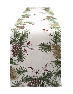 Christmas Decor, Table Runner Pinecones 0.5X14X70 In