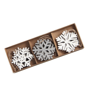 Christmas Ornaments, WOOD SNOWFLAKE ( set of 3) 0.4x3.5x9.4 IN