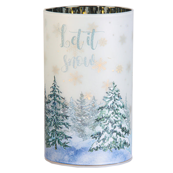 Christmas Decor, Let It Snow Cylinder Light 3.5X3.5X5.9 In