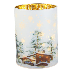 Christmas Decor, House Cylinder Light 3.5X3.5X5.9 In