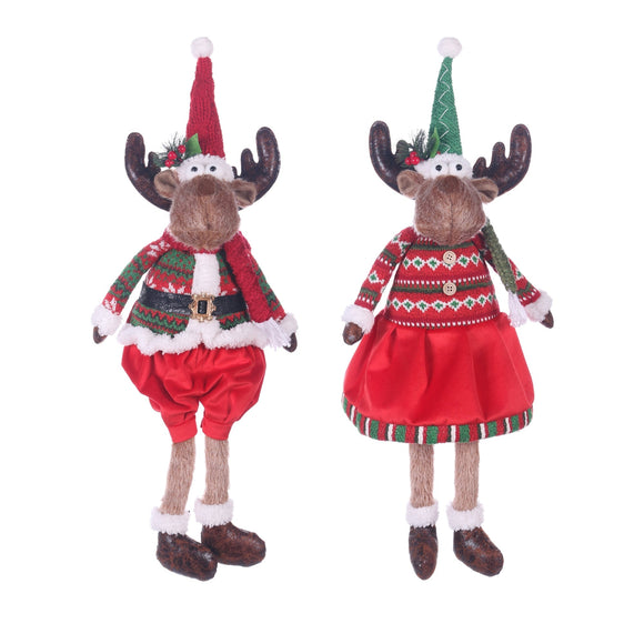 Christmas Plush, MR & MRS MARTY THE MOOSE SITTING (2) 5.5x7.9x23.6 IN