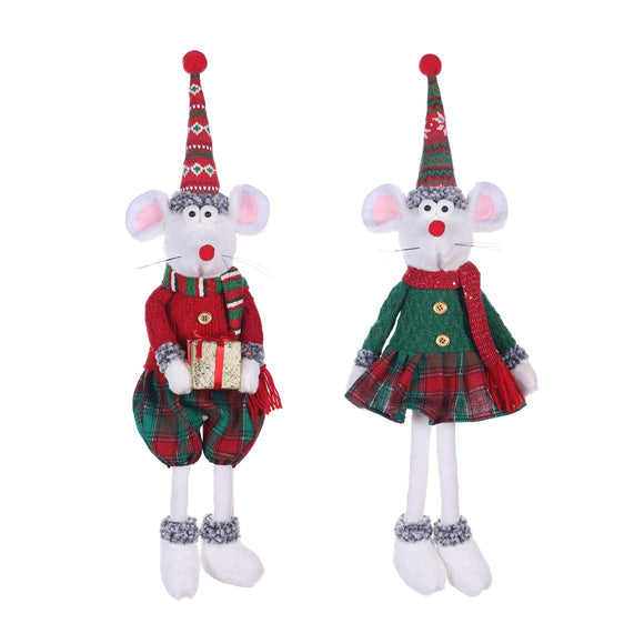 Christmas Plush, MR & MRS MONTANA THE MOUSE SITTING (2) 5.9x5.9x26 IN