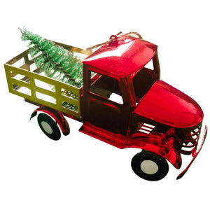 Christmas Ornaments, MTL RED TRUCK ORN 2.4x5.9x6.3 IN