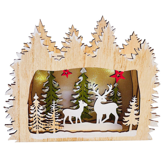 Christmas Decor, Deer In Forest Light 1.8X5.7X7.1 In