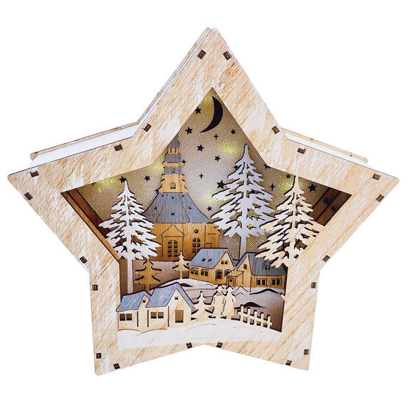 Christmas Decor, Village In Star Light 2.2X9.6X9.7 In