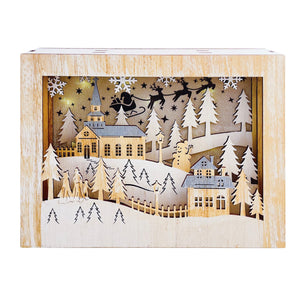 Christmas Decor, Village In Square Light 2.2X7.7X10.5 In