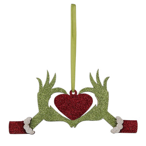 Christmas Ornaments, GREENY HEART ORNAMENT 4.4x8.8 IN