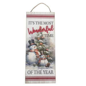 Christmas Home Decor, WOOD WONDERFUL TIME PLAQUE 0.4x7.9x18.9 IN