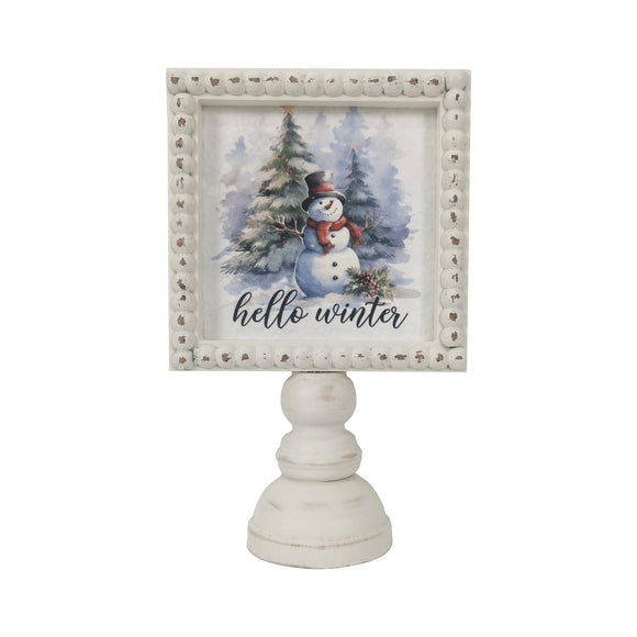 Christmas Home Decor, WOOD SNOWMAN STANDING PLAQUE 3x5.9x9.5 IN