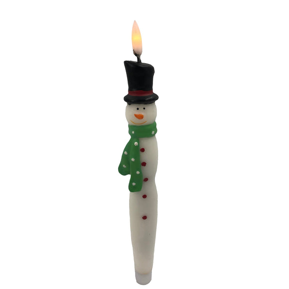 Christmas Home Decor, SNOWMAN TAPER CANDLE BATT. OPERATED 1.2x1.6x11.4 IN