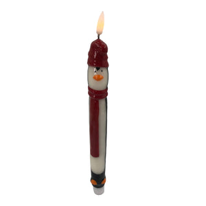 Christmas Home Decor, PENGUIN TAPER CANDLE BATT. OPERATED 1.2x1.2x11.8 IN