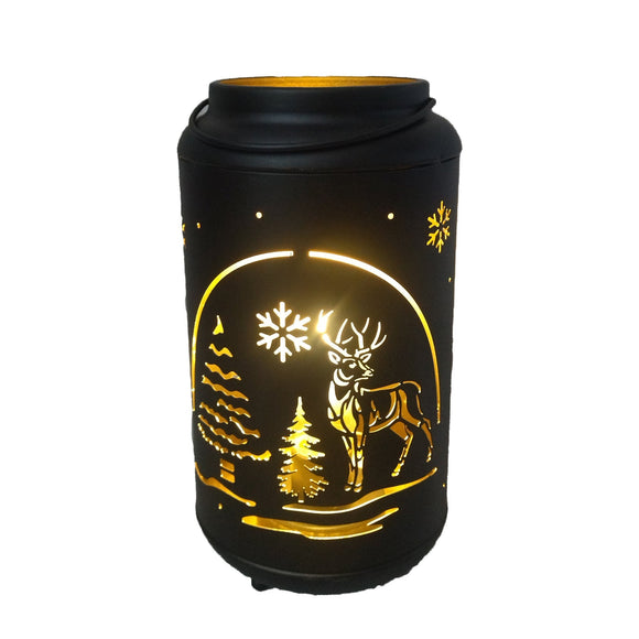 Christmas Home Decor, BLACK AND GOLD LIGHT CAN 4.8x4.8x9.1 IN