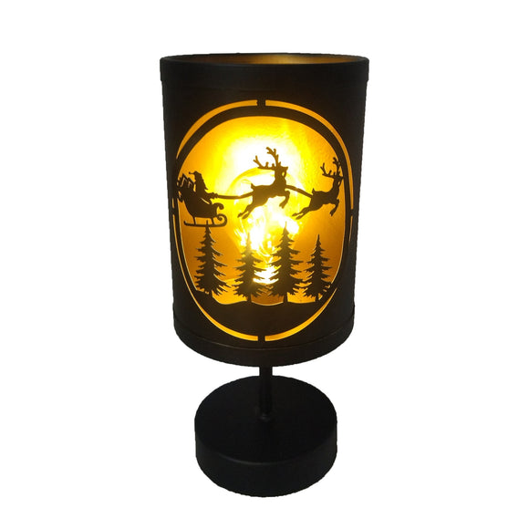 Christmas Home Decor, BLACK AND GOLD PEDESTAL LIGHT CAN 4.7x4.7x10.8 IN