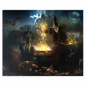 Halloween Decor, LIGHT BOIL AND TROUBLE WALL PICTURE 0.7x13.8x16.9 IN