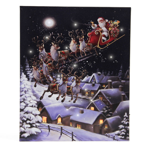 LED Lighted Canvas Wall Art, Home Decor Light up Picture with Timer,MERRY CHRISTMAS TO ALL