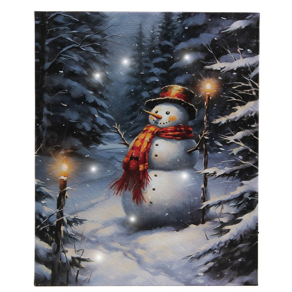 LED Lighted Canvas Wall Art, Home Decor Light up Picture with Timer,SNOWY PATH