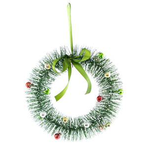 Christmas Decor, GREEN WREATH with  ORNAMENTS 3.2x12x12 IN