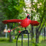 Large Cardinal Rocker Flapping Wings, Metal Garden Stake w Rocking Motion