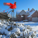 Large Cardinal Rocker Flapping Wings, Metal Garden Stake w Rocking Motion