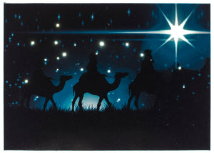 LED Tabletop Canvas Art 8"x6" Wall Decor Light up Picture 6H Timer, THREE WISE MEN