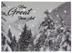 LED Tabletop Canvas Art 8"x6" Wall Decor Light up Picture 6H Timer, BEAUTIFUL FOREST SCENE