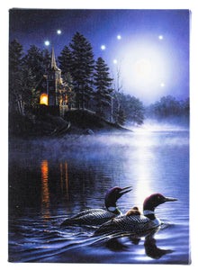 LED Tabletop Canvas Art 8"x6" Wall Decor Light up Picture 6H Timer, DUCK IN RIVER