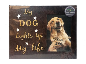 LED Photo Frame Art 10"x 8" Tabletop Canvas Light up Picture with Timer, My Dog Lights Up My Life