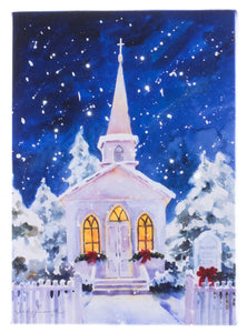 LED Tabletop Canvas Art 8"x6" Wall Decor Light up Picture 6H Timer, WINTERY CHURCH