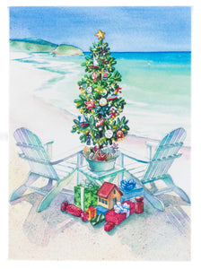 LED Tabletop Canvas Art 8"x6" Wall Decor Light up Picture 6H Timer, BEACH CHRISTMAS